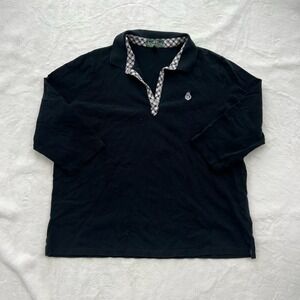 Ralph Lauren L-RL Lauren Active Black Polo Shirt W/ Red Trim 3/4 Sleeve Size 2XL